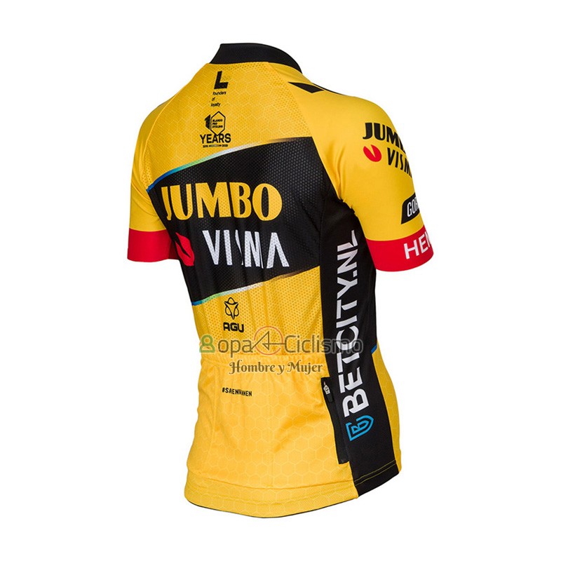 Jumbo Visma Ropa Ciclismo Culotte Corto 2023 Mangas Cortas Negro AMarillo
